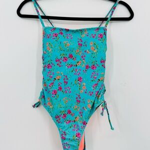 Ingear Teal Floral Women's Swimsuit Size Small
